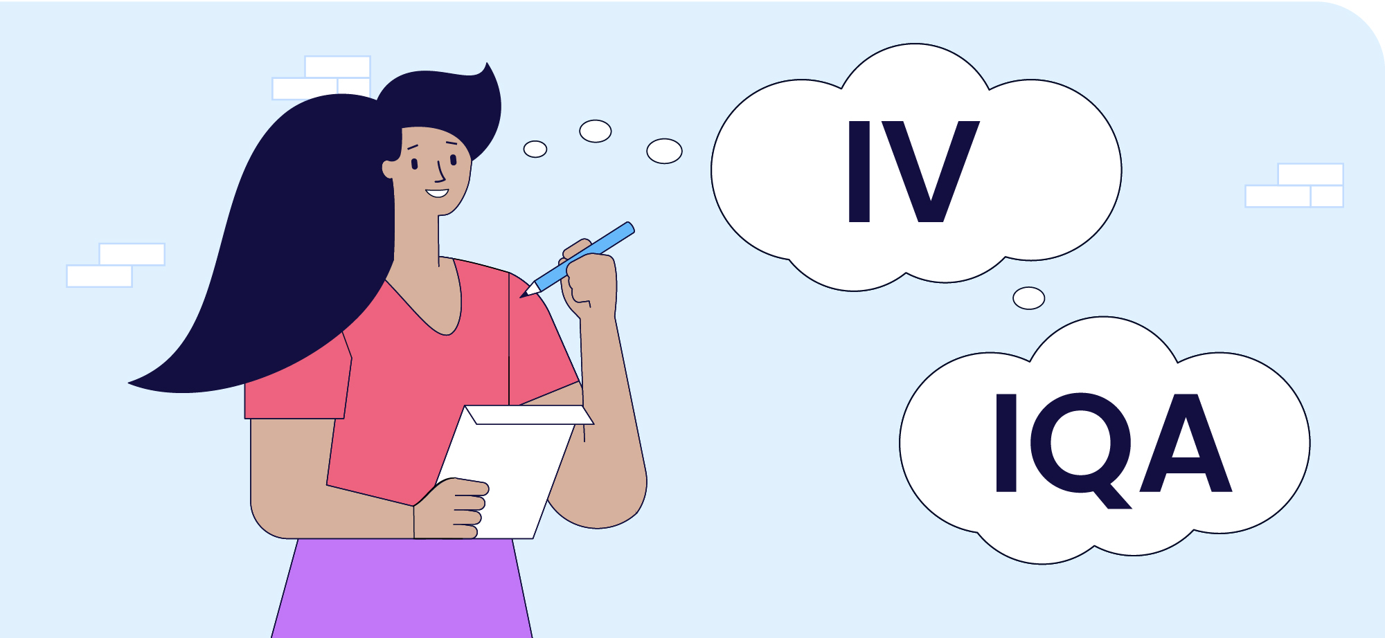 What's the difference between IV and IQA - a person with a thinking bubble 